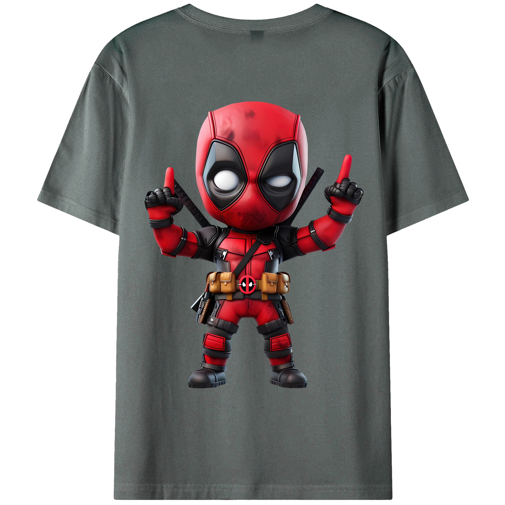 （画像用） Deadpool デッドプール 綿100％ メンズ半袖Tシャツ（バックプリント） 通気性